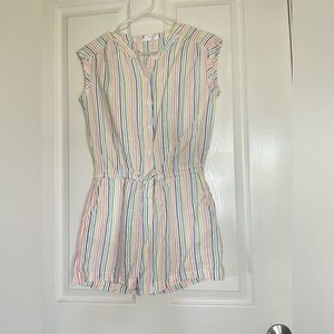 GAP kids Short Sleeve Button Front Rainbow Stripe Romper Girl xxl